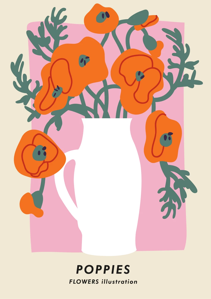 手绘小清新北欧花朵植物花卉插画海报封面画芯装饰AI矢量设计素材【030】